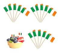 Ireland Toothpick Flags, 100 Pcs Irish Cocktail Stick Flag for Cup Topper, for Sandwich, Cupcakes, Cocktails, St. Patrick's Day Themed Parties