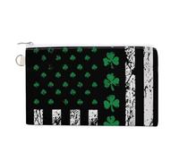 Ireland U.S. Flag Custom Canvas Coin Purse Change Wallet Bag Small Makeup Bags for Men Women 7.5 X 4.6 Inch