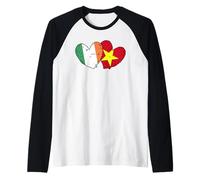 Ireland Vietnam Heart Flags Irish Vietnamese Love Pride Raglan Baseball Tee