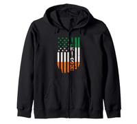 IRELAND Vintage American Irish Flag Zip Hoodie