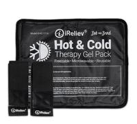 iReliev Hot & Cold Therapy Gel Pack - Hot& Cold Relief, Reusable, Freezable & Microwaveable, Pain & Muscle Soreness, Arm, Leg, Knee, Shoulder, Back Pain Relief, Compression Pack & Strap (Large, Black)