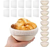 Irenare 10 Pcs Bread Banneton Proofing Basket Round Dough Sourdough Proofing Basket Rattan Bakery Baking Bread Bowl with Liner and Scraper Tool Set for Starter Gifts Professional Home Bakers (5 Inch)