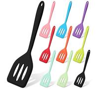Irenare 10 Pieces Mini Spatula Bulk Small Silicone Turner Heat Resistant Slotted Colorful Egg Spatula Flipper Non Stick Cookware for Fish Eggs Pancakes Cooking Baking Kitchen Dishwasher Safe