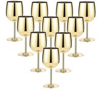 Irenare 12 Pack Stainless Steel Wine Glasses Set Gold 12 oz Metal Unbreakable Stemmed Wine Glasses Goblet for Wedding Anniversary Party Travel Camping Outdoor Activity(Gold)
