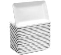 Irenare 20 Pcs 10 Inch Rectangular Salad Plates White Rectangular Porcelain Dessert Plates Appetizer Serving Tray Porcelain Platters for Fruit Sushi Dinner Parties, Microwave, Oven Safe