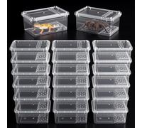 Irenare 20 Pcs Reptile Breeding Box Plastic Spider Enclosure Tarantula Feeding Box for Small Reptile Acrylic Carrier for Mantises Hermit Crabs Small Pet(8.66 x 5.12 x 3.15 Inch, with Basking Platform)
