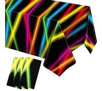 Irenare 3 Pieces Neon Table Cloths Glow Party Table Covers, 54" x 108" Glow in The Dark Table Cloths Glow Party Table Cloth Neon Party Decorations for Glowing Birthday Art Party Supplies Decorations