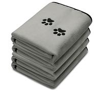 Irenare 4 Pack Dog Towels for Drying Microfiber Dog Towel Soft Absorbent Pet Bath Washcloth Pet Drying Grooming Washcloth with Embroidered Paw for Cats Bathing and Grooming