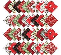 Irenare 50 Cotton Fabric Squares - Christmas Quilting Fabric Bundle with 10 Patterns (8 x 8 Inches/ 20 x 20 cm)