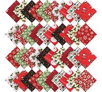 Irenare 50 Pieces Christmas Cotton Fabric Squares Bundle - 10 Different Patterns for Quilting, Sewing, Patchwork, DIY Craft (5 x 5 Inches/ 13 x 13 cm)