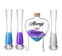 Irenare 7 Pcs Unity Sand for Wedding Ceremony Set Include 1 Heart Shaped Bottle 3 Wedding Ceremony Vase 3 Sand with Metal Stand, Cork Stopper for Engagement Anniversary(Morandi,Macaron)