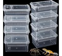 Irenare 8 Pcs Reptile Breeding Breeding Box Plastic Spider Terrarium Tarantula Feeding Box for Bearded Dragon Lizard Spider Gecko Scorpion (Vent Strips,5.9 x 3.9 x 2.5 Inch)