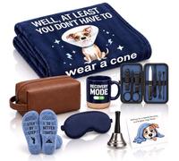 Irenare Get Well Soon Gift Baskets for Men, 8 Pcs Care Package for Men | with Plush Blanket, Eye Mask, Mug, Bell, Sock, Card, Toiletry Bag, After Surgery Gift for Sick Friend Husband Dad Brother
