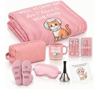 Irenare Get Well Soon Gift Baskets for WoMen, 8 Pcs Care Package Woman | with Plush Blanket, Eye Mask, Mug, Bell, Sock, Card, Toiletry Bag, After Surgery Gift for Sick Friend Wife Mom Sister