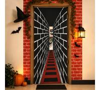 Irenare Magical Wizard Door Banner 3D Haunted Hallway Door Banner Brick Hallway Illusion Print 31.5 x 82.68 in Haunted House Magical Wizard Party Decoration Party Backdrop for Entryway Entrance Decor