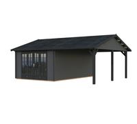 Irene M+ (6,7x5,7m | 19,0+16,2m2 | 44mm) Summer House with Side Canopy or Carport