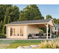 Irene M+ (6,7x5,7m | 19,0+16,2m2 | 44mm) Summer House with Side Canopy or Carport
