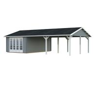 Irene M++ (9,8x5,7m | 19,0+33,2m2 | 44mm) Summer House with Large Canopy or Double Carport