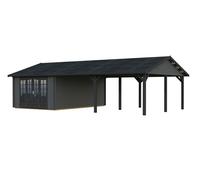 Irene M++ (9,8x5,7m | 19,0+33,2m2 | 44mm) Summer House with Large Canopy or Double Carport