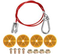 Irenwarl 1m*4mm Breakaway Cable with Carabiner, 4 Pca 60 mm gelbe Reflector with Screws, Red Trailer Safety Cable with Carabiner Fork Head, Steel Wire Rope Caravan Breakaway for Cable Trailer