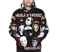 Ireser Men Hollywood Hoodie Undead Sweatshirt Long Sleeve Drawstring Sweatshirt Black