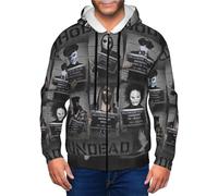 Ireser Men Hollywood Hoodie Undead Sweatshirt Zip Up Hoodie Drawstring Hooded Sweatshirt for Men with Pockets