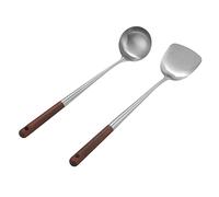 Irfan Wok Spatula and Ladle Tool Set, 17 Inch Stainless Steel Wok Spatula