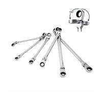 IRFHDCX 2pc Extra Long Flex Head Ratcheting Wrench Metric 8mm-19mm 72-Tooth Double Box End Wrenches CR-V Steel with Mirror Polish Finish for Pipe Furniture Machinery DIY(8x9mm)