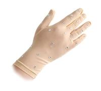 IRFHDCX Figure Skating Gloves Custom Adult Mesh Fabric Competition Shiny Rhinestones Protect Both Wrists for Competition and Practice Protection(Khaki color,S)
