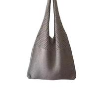 IRFHDCX Knitted Handbags Female Large Capacity Totes Women's Pack Summer Beach Bag Big Purses Casual Hollow Woven Shoulder Bags(Grey)