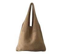 IRFHDCX Knitted Handbags Female Large Capacity Totes Women's Pack Summer Beach Bag Big Purses Casual Hollow Woven Shoulder Bags(Brown)