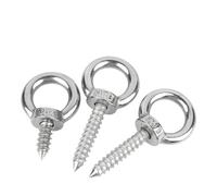 IRFHDCX Screw Eyes 304 Stainless Steel M4 M5 M6 M8 M10 M12 Self Tapping Lifting Eye Nut Bolt Sheep Circular Ring Hook(M4x50mm)