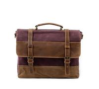 IRFHDCX Waterproof Oil Wax Canvas With Leather Briefcase Retro Business Men's Bag Shoulder Messenger Portable Patchwork Bag(Rose)