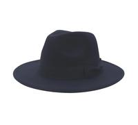 IRFHDCX Women's Bowler Hat Wide Brim Cream Bow Fedora Hats For Women Autumn Winter Solid Color Jazz Top Hat For Wedding Party Church Felt Cap(Dark blue,59-61cm)