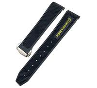 IRFKR 18mm 19mm 20mm 21mm 22mm Rubber Watchband，for Omega Sxwatch Moon Watch AT150 Soft Strap(Black Yellow Pointy,19mm)
