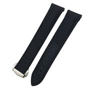 IRFKR 19mm 20mm 21mm Canvas Leather Bottom Watchband，For Omega Seamaster 300 Speedmaster AT150 Planet Ocean Upgrade Replace Nylon Watch Strap(Black White 1-01,19mm)