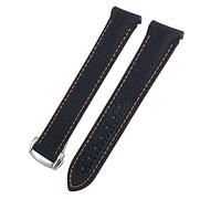 IRFKR 19mm 20mm 21mm Nylon Fabric Cowhide Watchband，For Omega Moonwatch Speedmaster Planet Ocean AT150 Aqua Terra Watch Strap(Black Orange Round,19mm)
