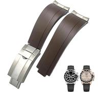 IRFKR 20mm 21mm Rubber Short Buckle Watchband Fit For Rolex Daytona Submariner Role OYSTERFLEX Yacht Master Small Wrist Silicone(Brown Buckle Link,21mm)