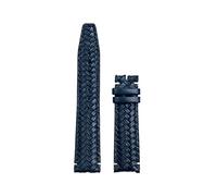 IRFKR 20mm 22mm Cowhide Hand Woven Watchband Fit for IWC Strap Portugieser Pilot Watch Band Curved End Genuine Leather(Blue No Buckle,20mm)