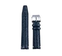 IRFKR 20mm 22mm Cowhide Hand Woven Watchband Fit for IWC Strap Portugieser Pilot Watch Band Curved End Genuine Leather(Blue Pin Buckle,20mm)