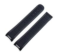 IRFKR 20mm Watchband Curved End Silicone Rubber Watch band For Omega Strap Seamaster 300 AQUA TERRA AT150 Ultra Light 8900 Buckle(Blk White,Silver Buckle)
