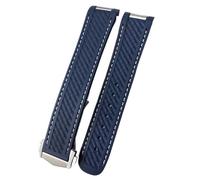 IRFKR 20mm Watchband For Omega Seamaster AQUA TERRA AT150 Ultra Light 8900 Silicone Rubber Premium Deployment Buckle Watch Strap(Quality Blue wht,20mm)