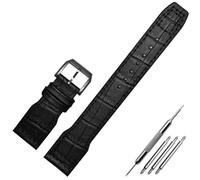 IRFKR 22mm Real Leather Nylon Rivets Watchband，For IWC SPITFIRE Big Pilot's Watch IW5009 Cowhide Strap(A-Black black pin)