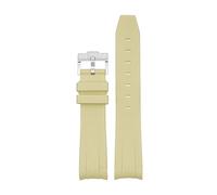 IRFKR Curved End 20mm Nature Fluorine Rubber Watchband Replace For Rolex Strap New Green Submariner Explorer 2 Role WatchBands(Beige)