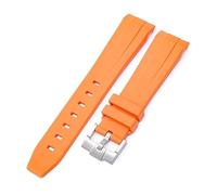 IRFKR Curved End 20mm Nature Fluorine Rubber Watchband Replace For Rolex Strap New Green Submariner Explorer 2 Role WatchBands(Orange)