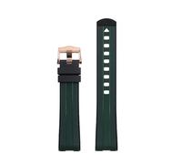 IRFKR Curved End Rubber Watchband Fit for Omega Seamaster 007 Speedmaster Diver 300M Aqua Terra 150 Planet Ocean Silicone Soft waterproof Watch Strap(Black Green3)