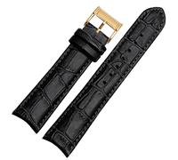 IRFKR Genuine leather watchband for Citizen Seiko wristband 20mm curve end cow leather black blue brown straps(Black gold)