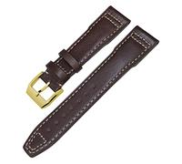 IRFKR Genuine Leather Watchband For IWC Mark XVIII Le Petit Prince Pilot’s Watch 20mm 21mm 22mm Cowhide Strap(Brown white gold,20mm)