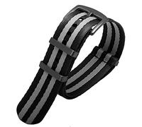 IRFKR Premium Quality 20mm 22mm Seatbelt Watch Band Nylon Strap For Seiko Mido 007 James Bond Military Striped Replacement Men Watch(A17 black clasp,22mm)