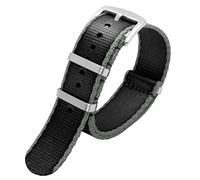 IRFKR Premium Quality 20mm 22mm Seatbelt Watch Band Nylon Strap For Seiko Mido 007 James Bond Military Striped Replacement Men Watch(A21 silver clasp,22mm)